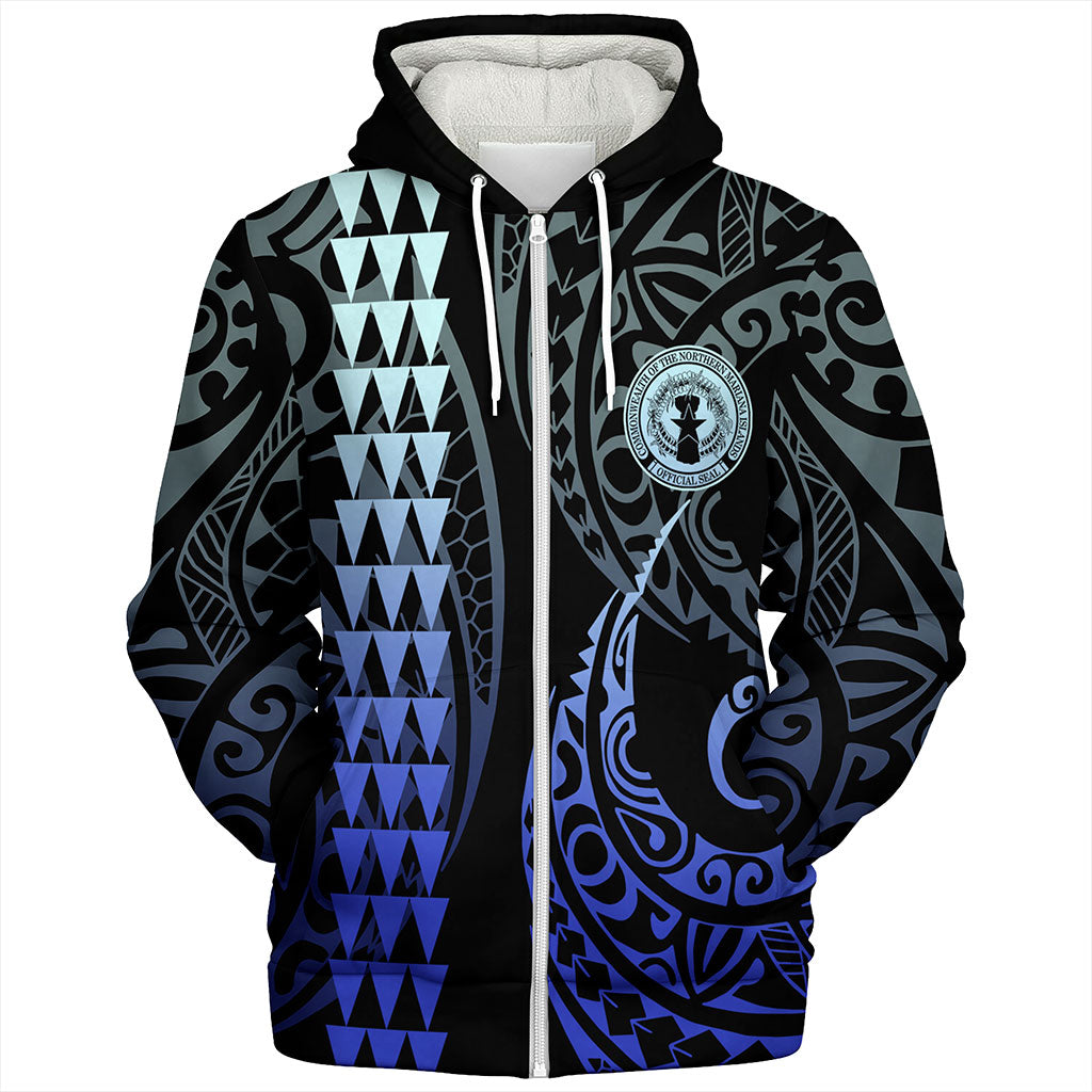 Northern Mariana Islands Sherpa Hoodie Kakau Style