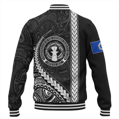 Northern Mariana Islands Baseball Jacket Tribal Micronesian Coat Of Arms