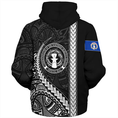 Northern Mariana Islands Sherpa Hoodie Tribal Micronesian Coat Of Arms