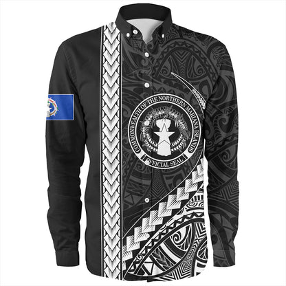 Northern Mariana Islands Long Sleeve Shirt Tribal Micronesian Coat Of Arms