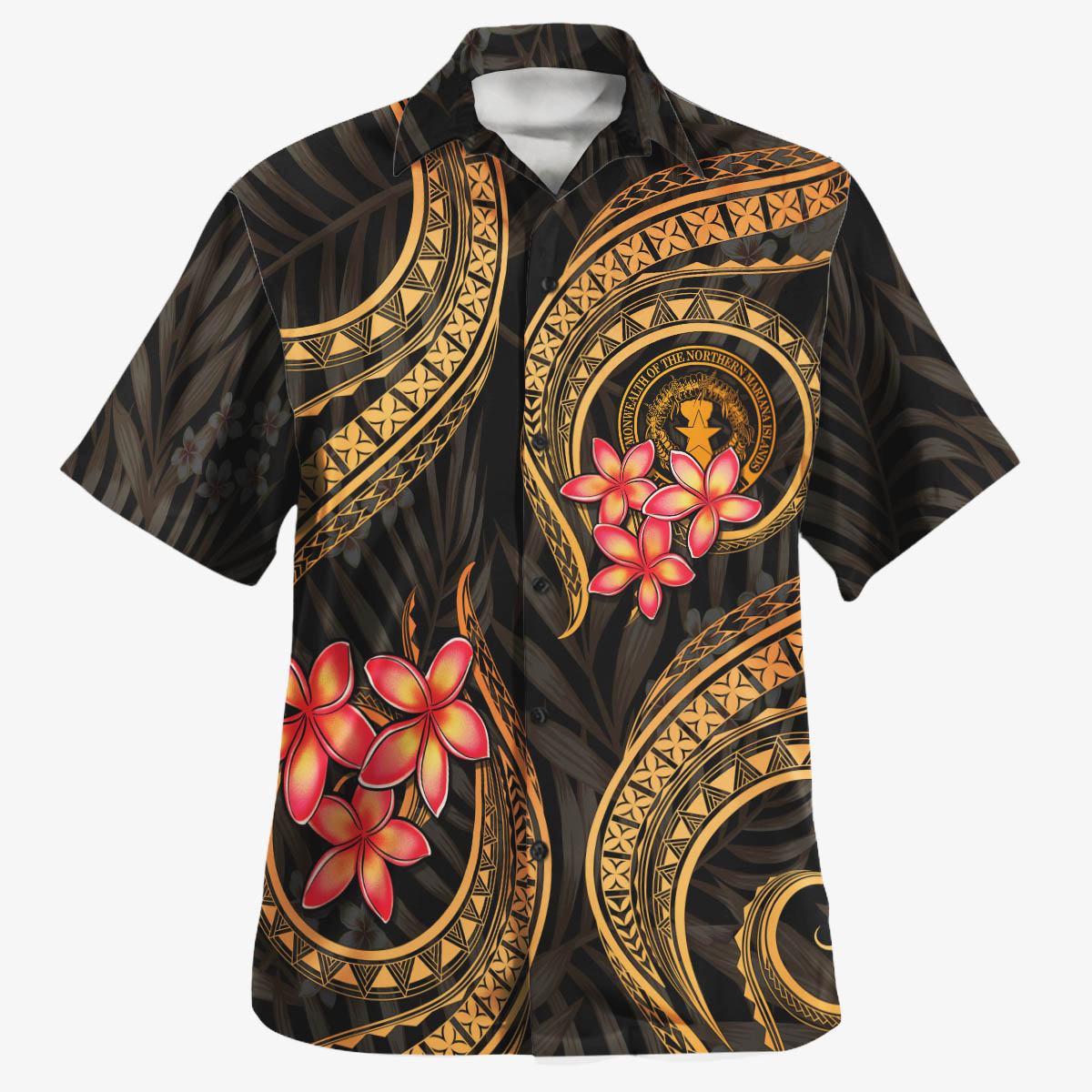 Northern Mariana Islands CNMI Hawaiian Shirt Polynesian Gold Plumeria