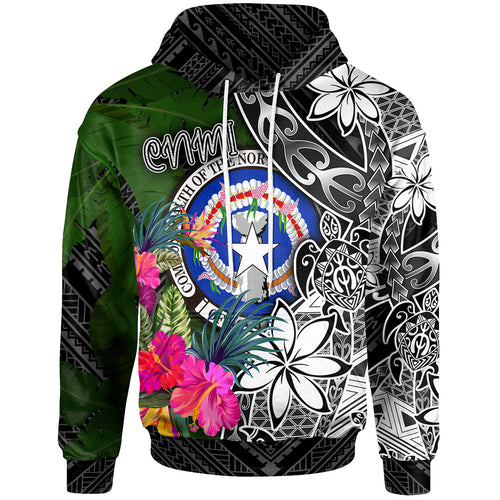 Northern Mariana Islands Custom Personalised Hoodie - Turtle Plumeria Banana Leaf