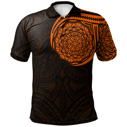 Polynesian Polo Shirt - Polynesian Flowers Tattoo Style
