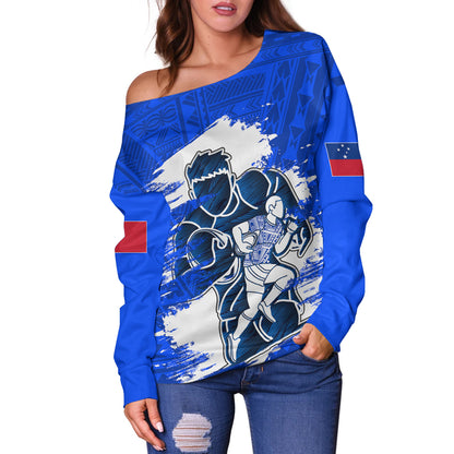 Samoa Off Shoulder Sweastshirt Toa Samoa Rugby League Sport