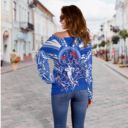 Toa Samoa Off Shoulder Sweatshirt Rugby Player Sport Style