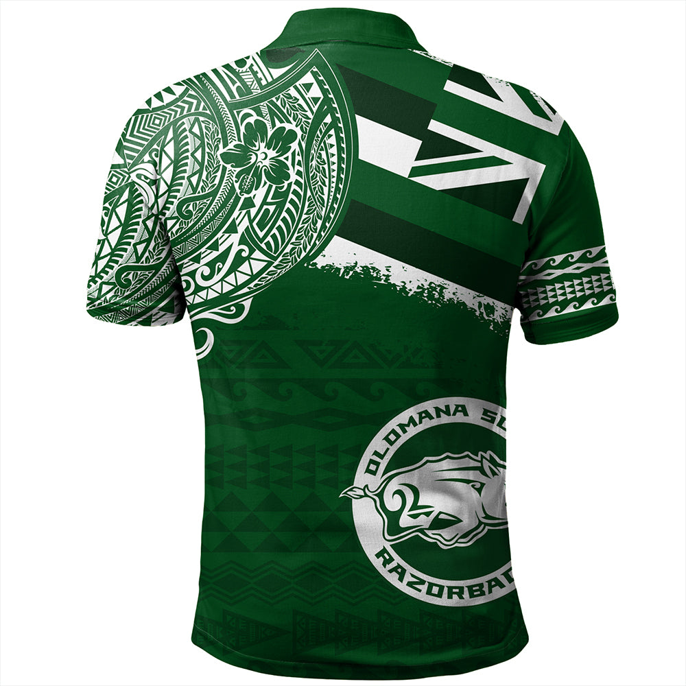 Hawaii Polo Shirt Olomana High & Intermediate School With Crest Style