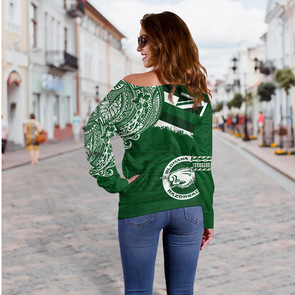 Hawaii Off Shoulder Sweatshirt Olomana High & Intermediate School With Crest Style