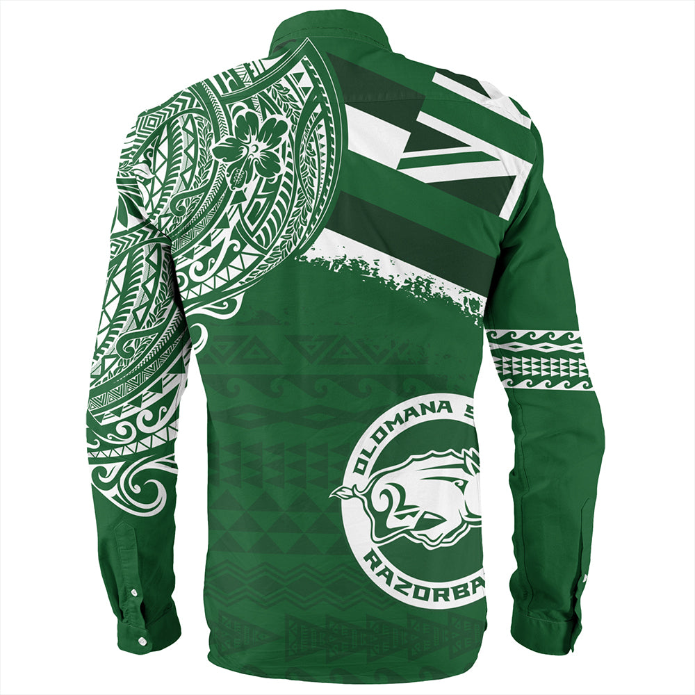 Hawaii Long Sleeve Shirt Olomana High & Intermediate School With Crest Style