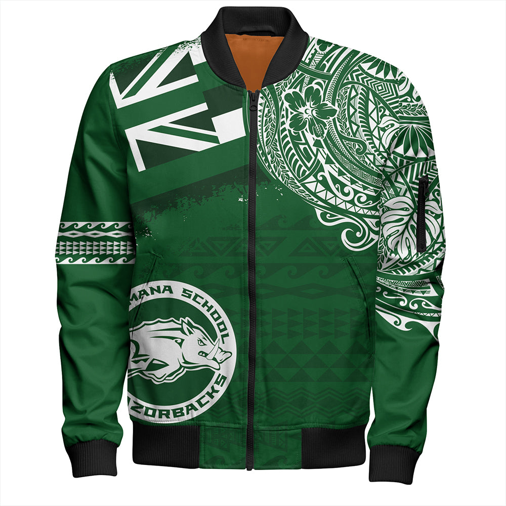 Hawaii Bomber Jacket Olomana High & Intermediate School With Crest Style