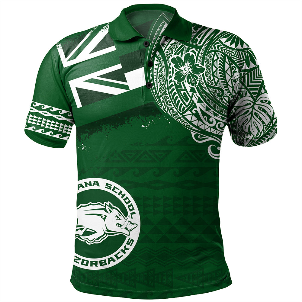 Hawaii Polo Shirt Olomana High & Intermediate School With Crest Style