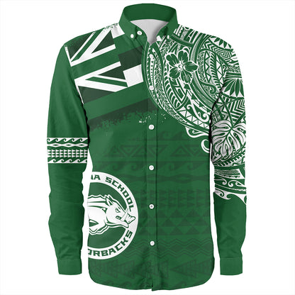 Hawaii Long Sleeve Shirt Olomana High & Intermediate School With Crest Style