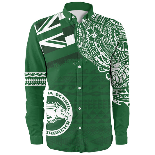 Hawaii Long Sleeve Shirt Olomana High & Intermediate School With Crest Style