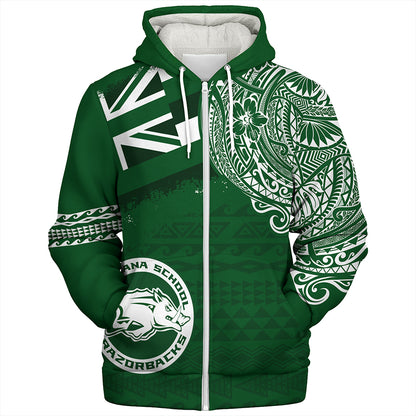Hawaii Sherpa Hoodie Olomana High & Intermediate School With Crest Style