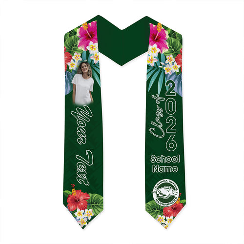 Hawaii Graduation Stole Custom Olomana High & Intermediate School Class 2026 Tropical Hibiscus Island Style