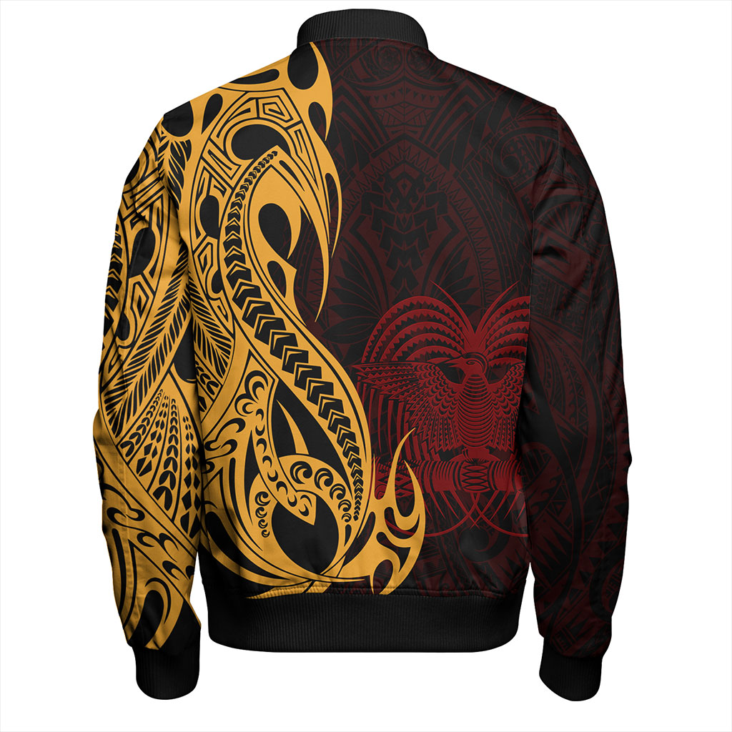 Papua New Guinea Bomber Jacket PNG Tribal Tattoo Symbols