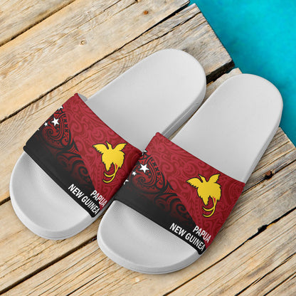 Papua New Guinea Flag Color With Traditional Patterns Slide Sandals