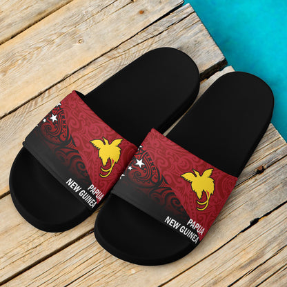 Papua New Guinea Flag Color With Traditional Patterns Slide Sandals