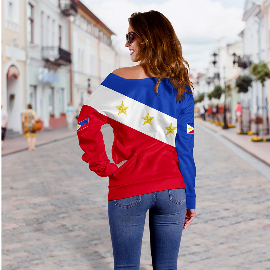 Philippines Filipinos Off Shoulder Sweatshirt Flag Sun Style