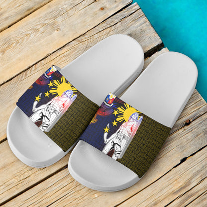 Philippines Filipinos Lapu-lapu Hero With Seal Filipinos Tribal Patterns Slide Sandals