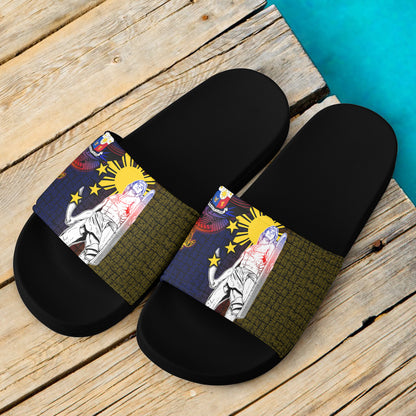 Philippines Filipinos Lapu-lapu Hero With Seal Filipinos Tribal Patterns Slide Sandals