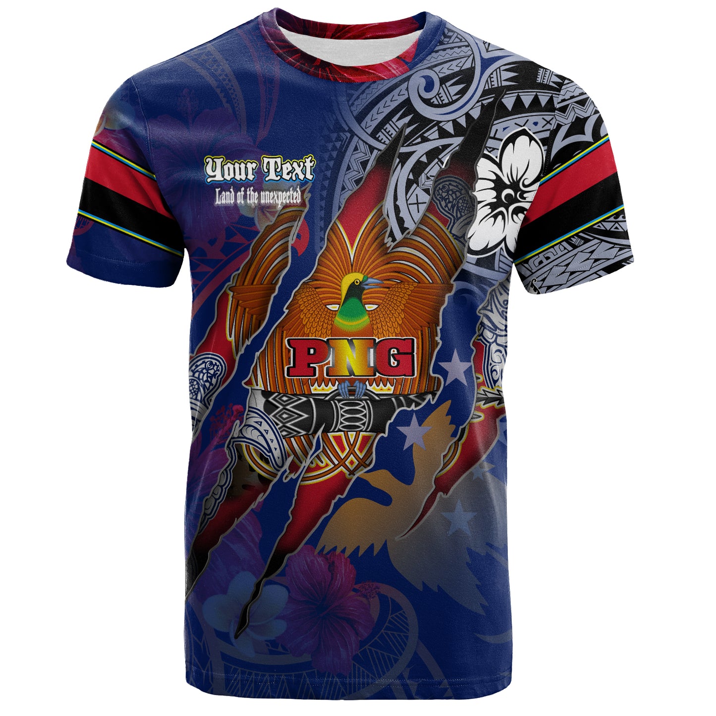 Papua New Guinea T-Shirt Custom Papuan Blood Inside Me Polynesian Sleeve Tattoo Tropical Blue