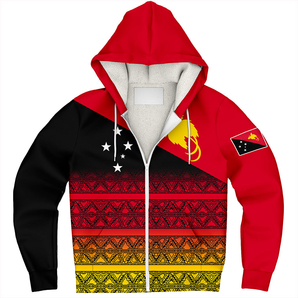 Papua New Guinea Sherpa Hoodie Flag Pattern Tapa Clothes