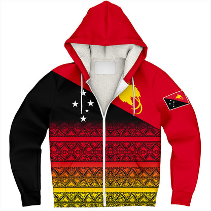 Papua New Guinea Sherpa Hoodie Flag Pattern Tapa Clothes