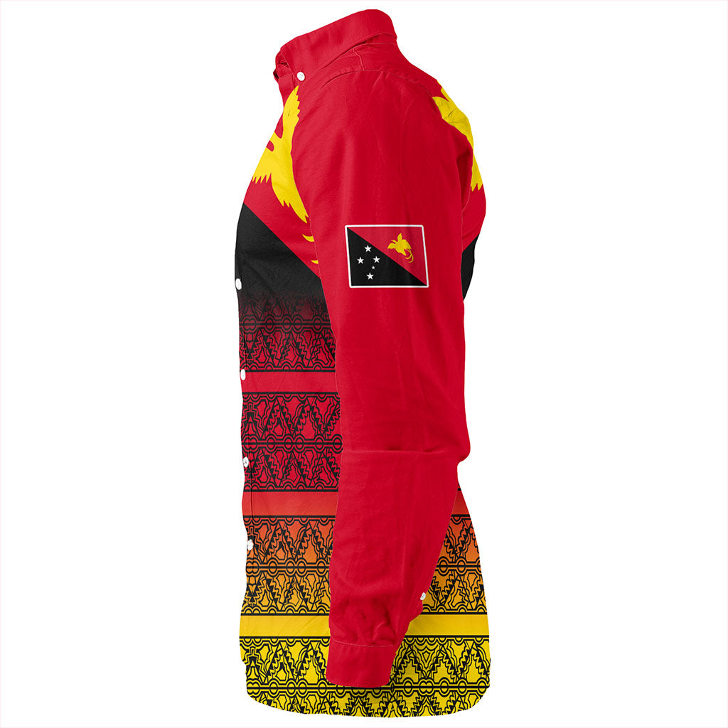 Papua New Guinea Long Sleeve Shirt Flag Pattern Tapa Clothes