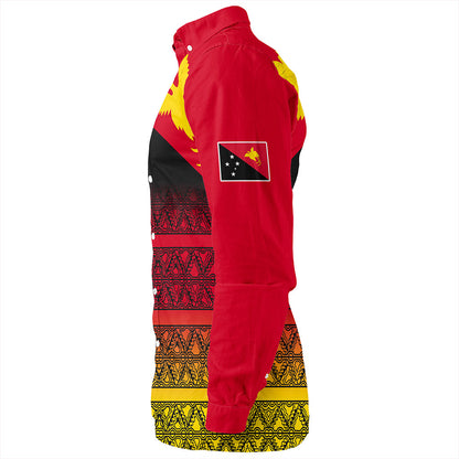 Papua New Guinea Long Sleeve Shirt Flag Pattern Tapa Clothes