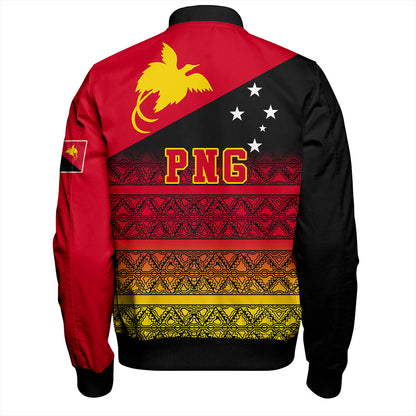 Papua New Guinea Bomber Jacket Flag Pattern Tapa Clothes
