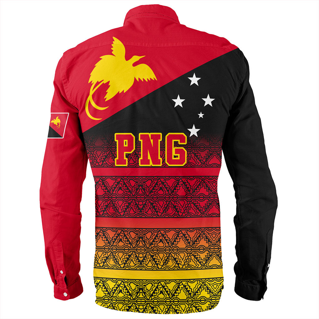 Papua New Guinea Long Sleeve Shirt Flag Pattern Tapa Clothes