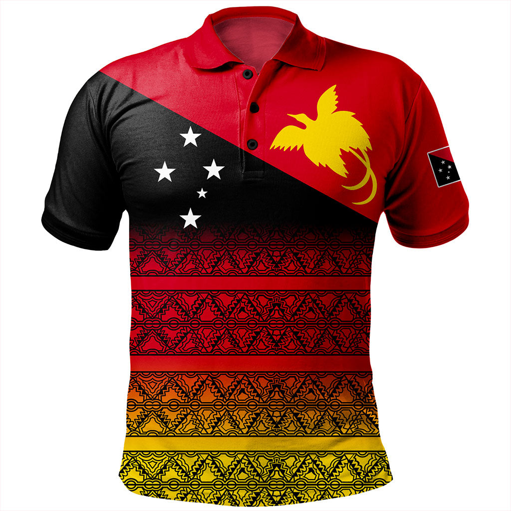 Papua New Guinea Polo Shirt Flag Pattern Tapa Clothes