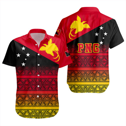 Papua New Guinea Short Sleeve Shirt Flag Pattern Tapa Clothes
