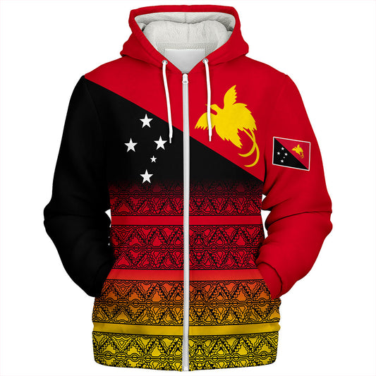 Papua New Guinea Sherpa Hoodie Flag Pattern Tapa Clothes