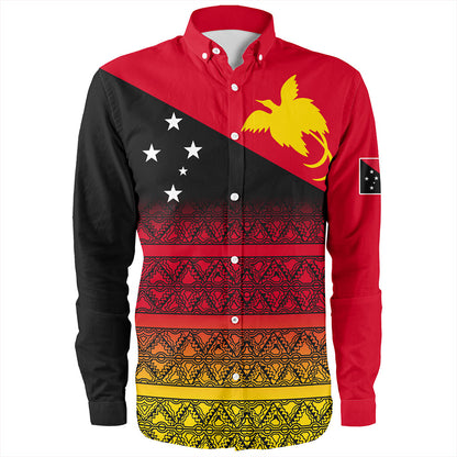 Papua New Guinea Long Sleeve Shirt Flag Pattern Tapa Clothes