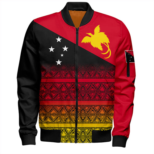 Papua New Guinea Bomber Jacket Flag Pattern Tapa Clothes