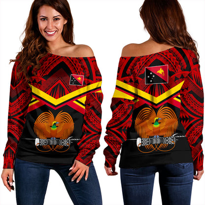 Papua New Guinea Off Shoulder Sweatshirt Tribal Melanesia Special Style