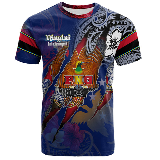 Papua New Guinea T-Shirt Custom Papuan Blood Inside Me Polynesian Sleeve Tattoo Tropical Blue