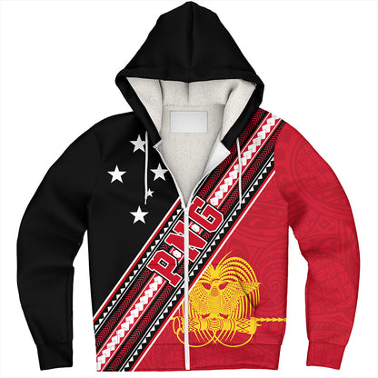 Papua New Guinea Sherpa Hoodie Flag And Coat Of Arms