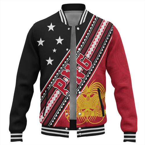 Papua New Guinea Baseball Jacket Flag And Coat Of Arms
