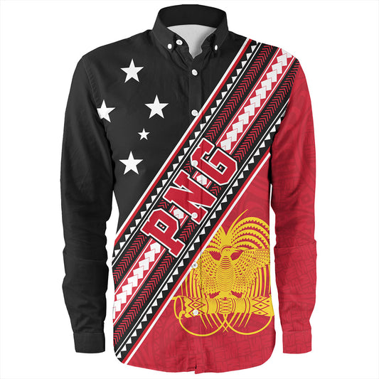 Papua New Guinea Long Sleeve Shirt Flag And Coat Of Arms