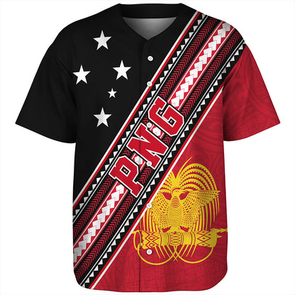 Papua New Guinea Baseball Shirt Flag And Coat Of Arms
