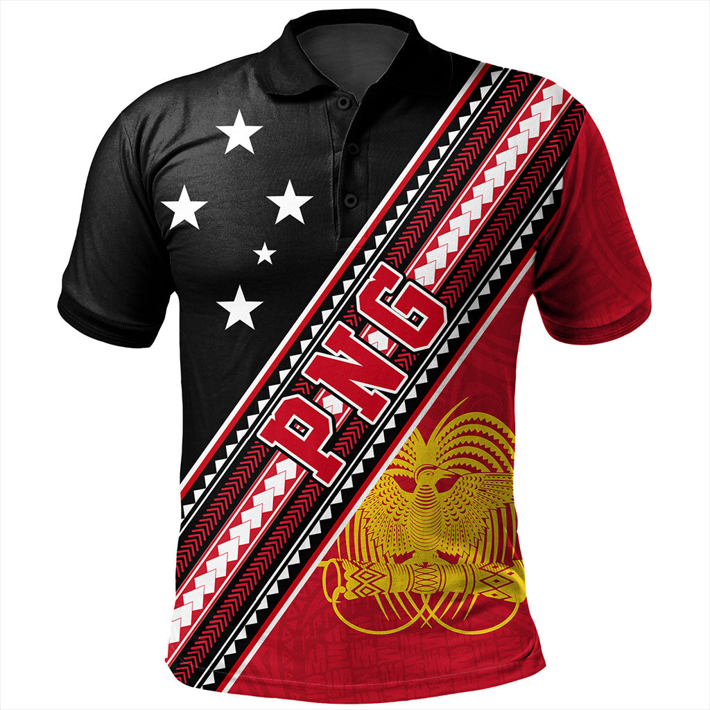 Papua New Guinea Polo Shirt Flag And Coat Of Arms
