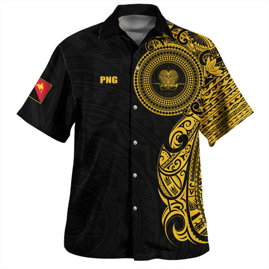 New Caledonia Hawaiian Shirt Custom Polynesian Half Sleeve Gold Tattoo With Seal Black
