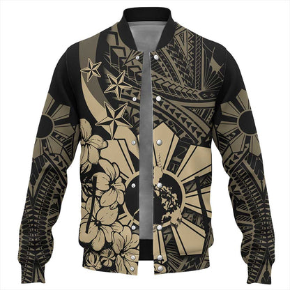 Philippines Baseball Jacket - Polynesian Pattern Filipino Sampaguita