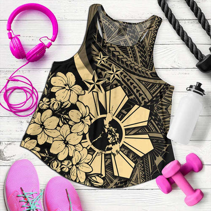 Philippines Women Tank Polynesian Pattern Filipino Sampaguita