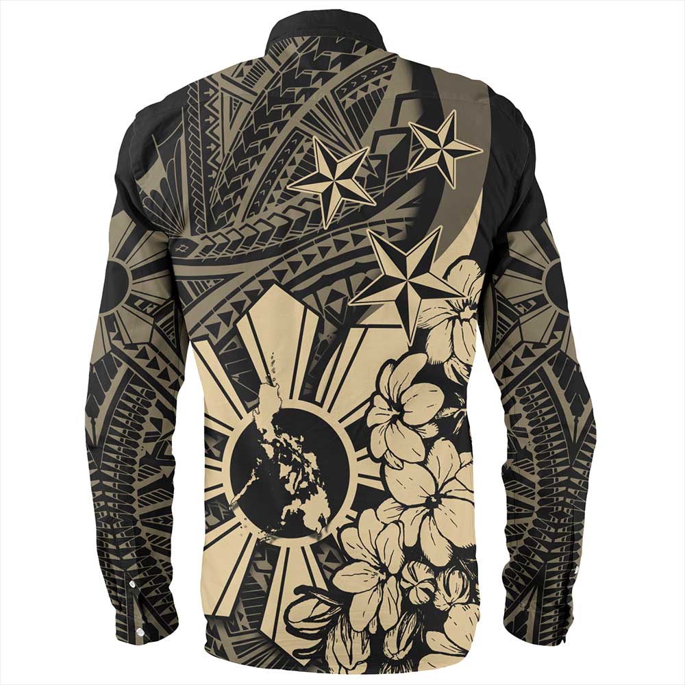 Philippines Long Sleeve Shirt Polynesian Pattern Filipino Sampaguita