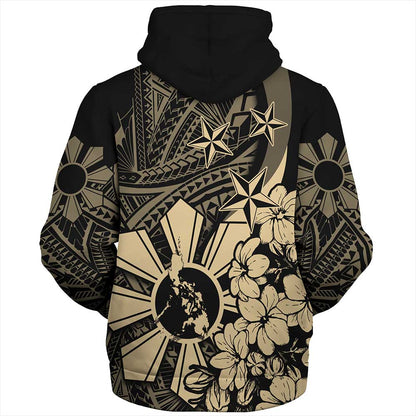 Philippines Sherpa Hoodie - Polynesian Pattern Filipino Sampaguita