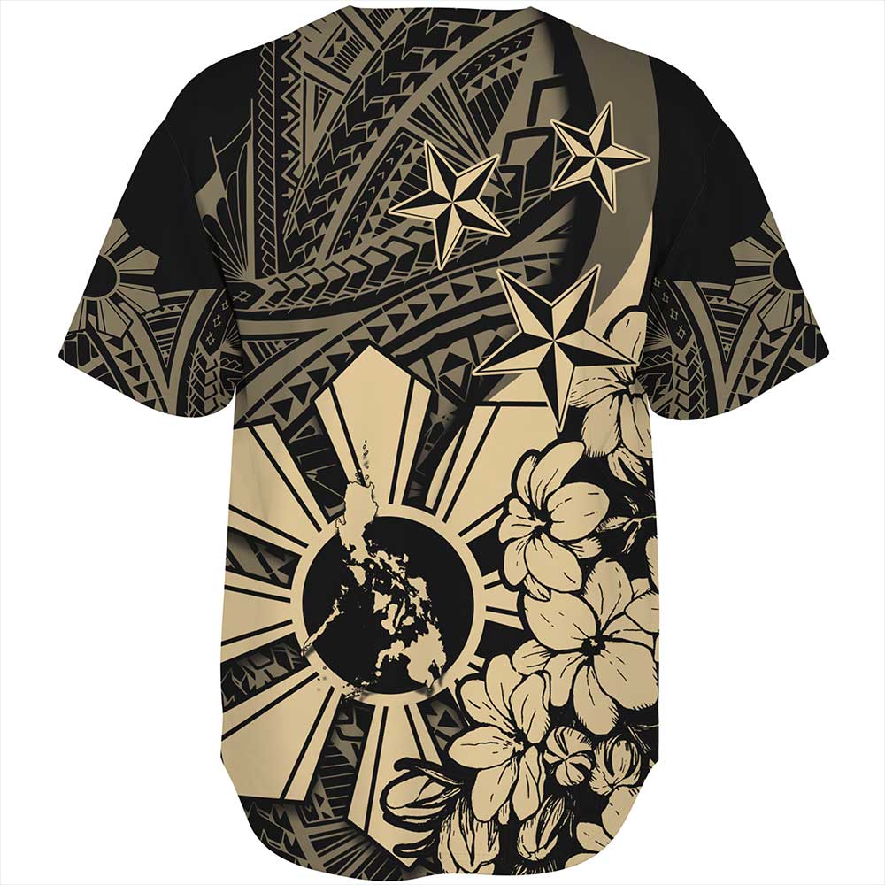 Philippines Baseball Shirt - Polynesian Pattern Filipino Sampaguita