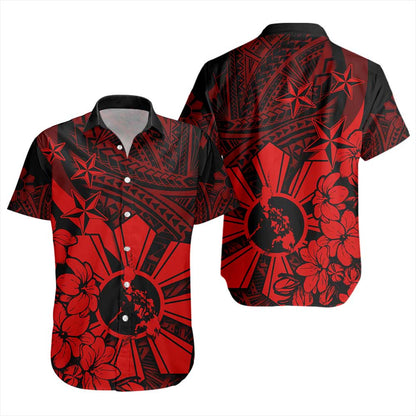 Philippines Short Sleeve Shirt Polynesian Pattern Filipino Sampaguita